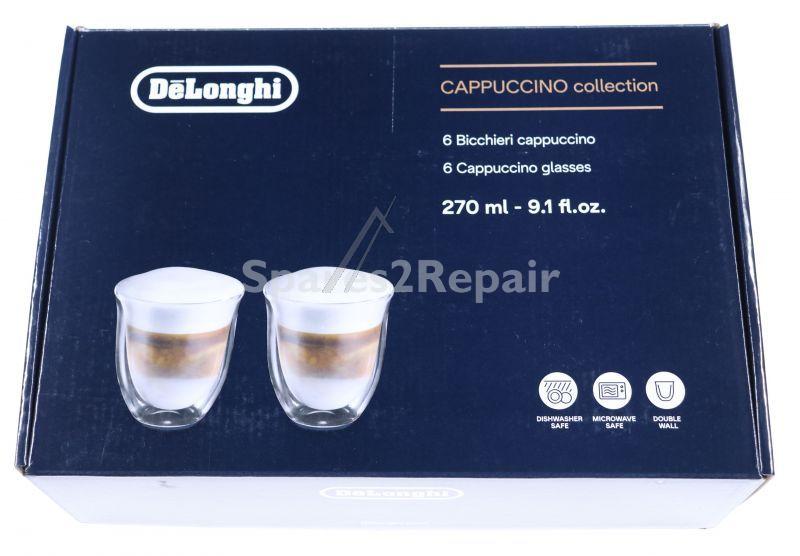 Cups - Dlsc301 5513284441 The Cappuccino Collection 270ml Set Of 6 Double Wall Glasses [Delonghi]