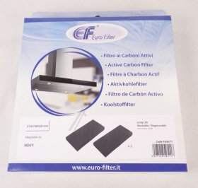 Eurofilter Carbon Filter - Fks071 Monoblock Carbon Filter Washable 210x106x20mm (2pcs ) Alternative For Novy 8740 400 8740 061