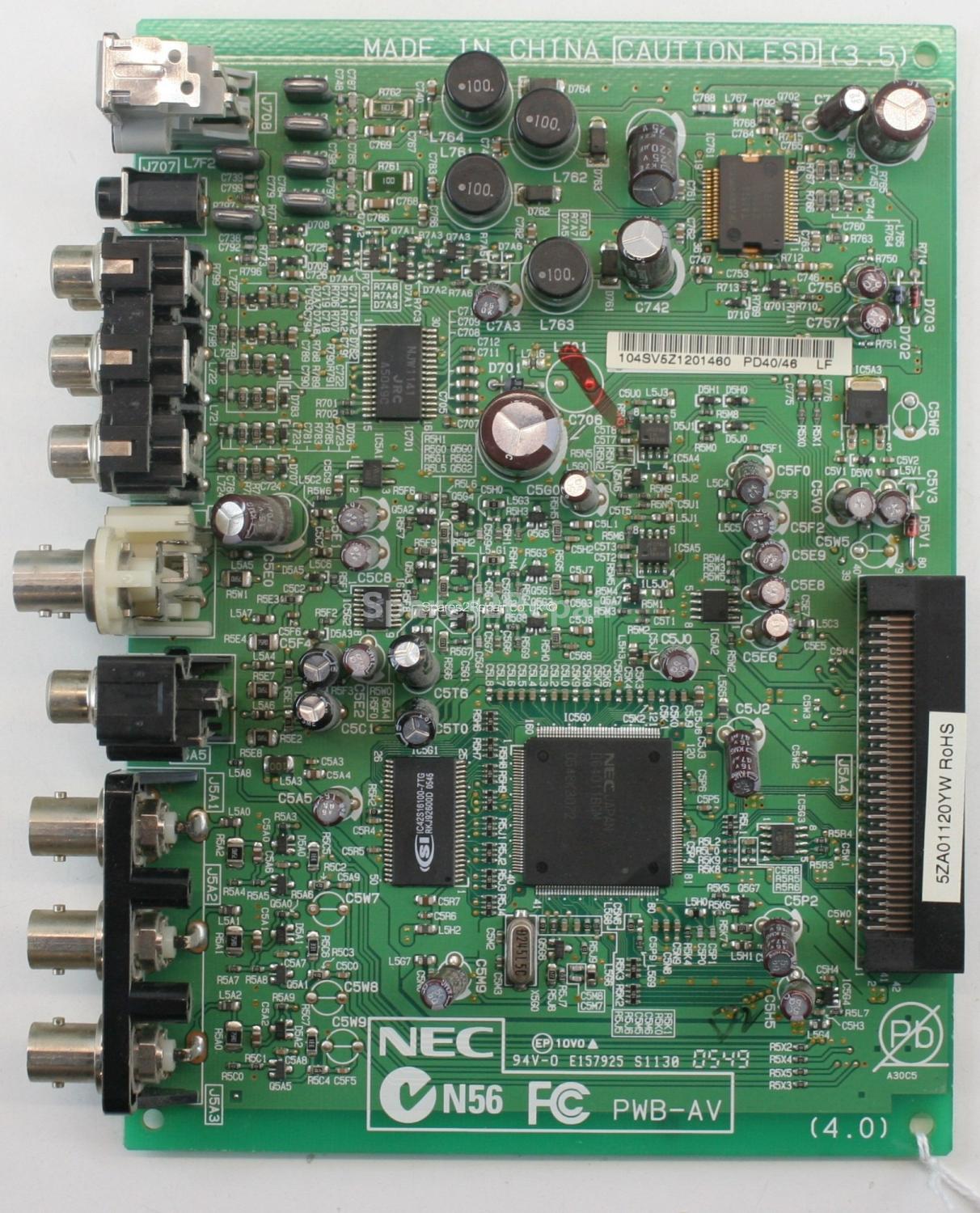 NEC LCD4010 - Analogue Board - J2060271 - PWB-AV - Rev 1A